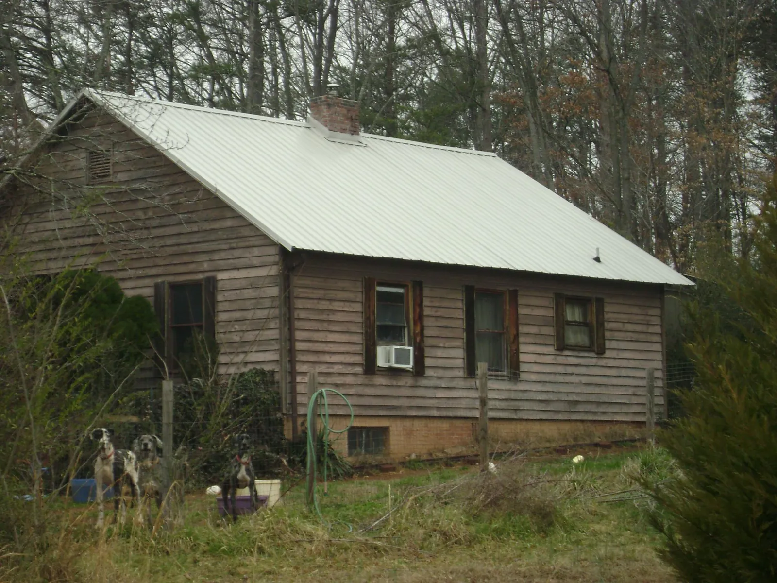 White metal roof on an old wood sided farmhouse, from a Asphalt Shingle Roof Repair job in Bluemont